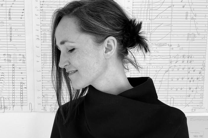Anna Thorvaldsdottir begins her composing process by drawing shapes and writing words to help store musical information. Her scores themselves are finely detailed.