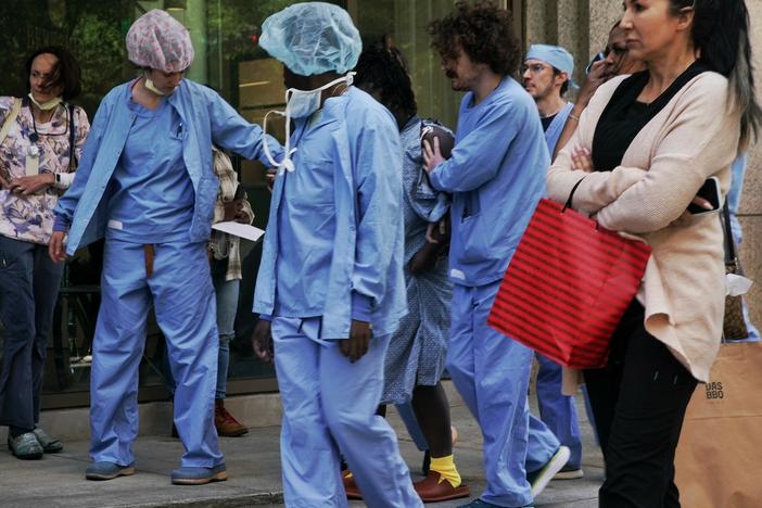 One person died and four were injured in a shooting at a medical office building in downtown Atlanta on May 3. The violence came one day after Georgia Gov. Brian Kemp signed a hospital safety act into law.