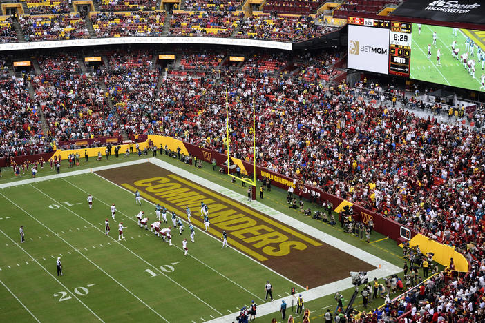 Fans watch as the Washington Commanders face the Jacksonville Jaguars in an NFL football game on Sept. 11, 2022, in Landover, Md.