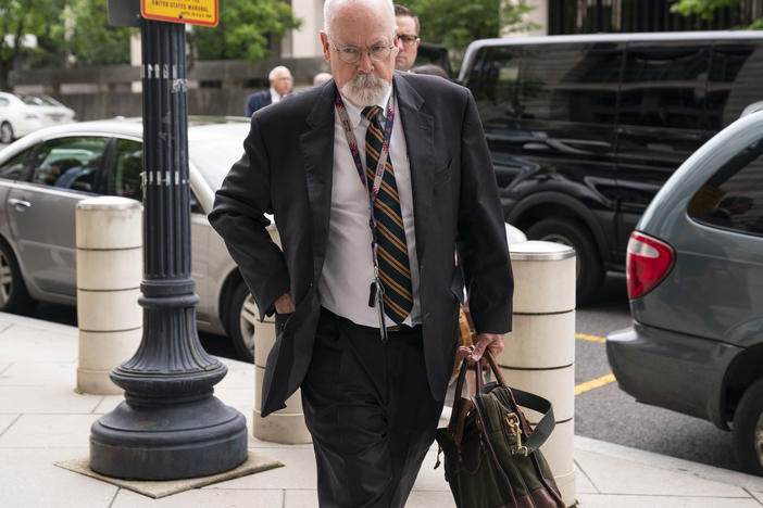 Special counsel John Durham, the prosecutor appointed to investigate potential government wrongdoing in the early days of the Trump-Russia probe, arrives to the E. Barrett Prettyman Federal Courthouse in Washington on May 16, 2022.