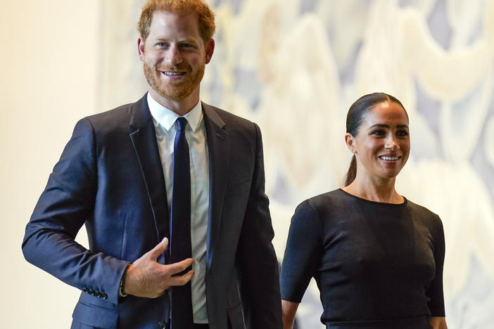 Prince Harry and Meghan Markle arrive at United Nations headquarters in July 2022.