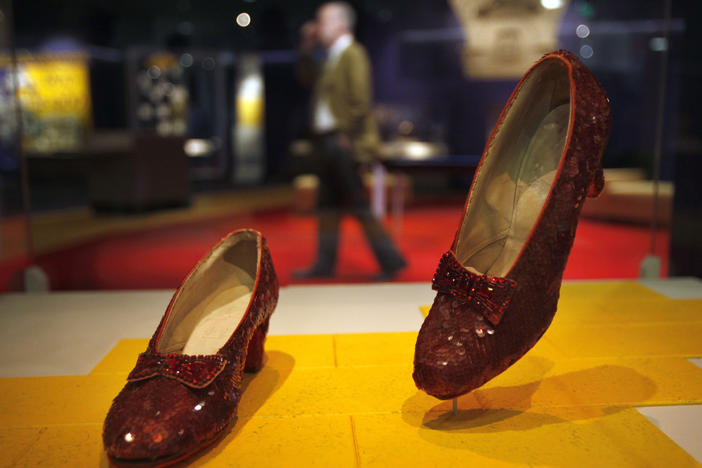 In this April 11, 2012, file photo, Dorothy's Ruby Slippers, from the "Wizard of Oz" are on display as part of a new exhibit, "American Stories," at the Smithsonian National Museum of American History in Washington.