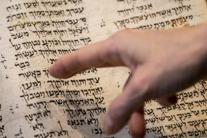 Sotheby's unveils the Codex Sassoon for auction, Wednesday, Feb. 15, 2023, in the Manhattan borough of New York.