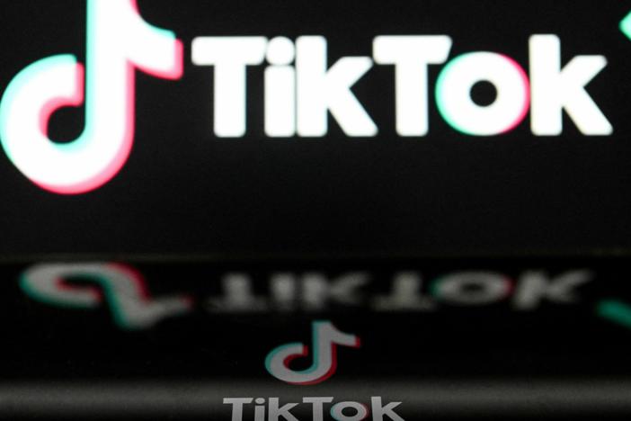 This illustration picture taken in Moscow on March 24, 2023, shows the Chinese social networking service TikTok's logo on a smartphone screen.