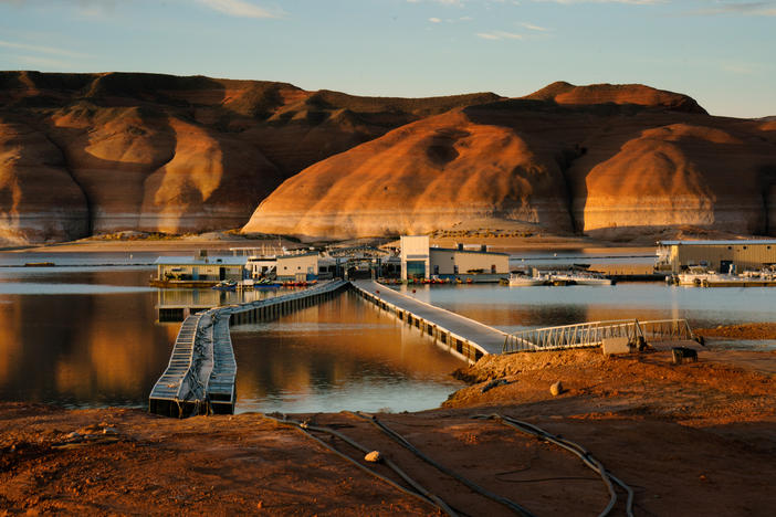 Water levels at Lake Powell, the nation's second-largest reservoir, remain critically low because of a climate-change driven megadrought and overuse of the Colorado River's water.