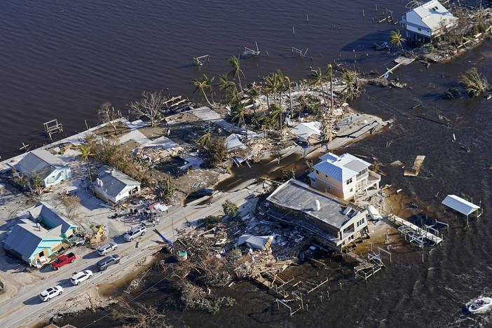 Damage from Hurricane Ian near Pine Island, Fla., in 2022. The storm caused at least $50 billion in insured damage.