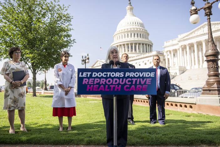 U.S. Sen. Patty Murray discusses efforts to protect reproductive rights during a news conference at the U.S. Capitol in August 2022. Murray has re-introduced legislation that would require health insurers to cover over-the-counter birth control if the FDA approves it.