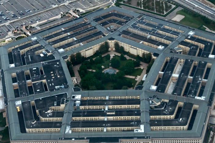 An aerial view of The Pentagon on May 10, 2023. Images that purported to show smoke rising from the headquarters of the U.S. armed forces appear to have been generated by artificial intelligence tools.