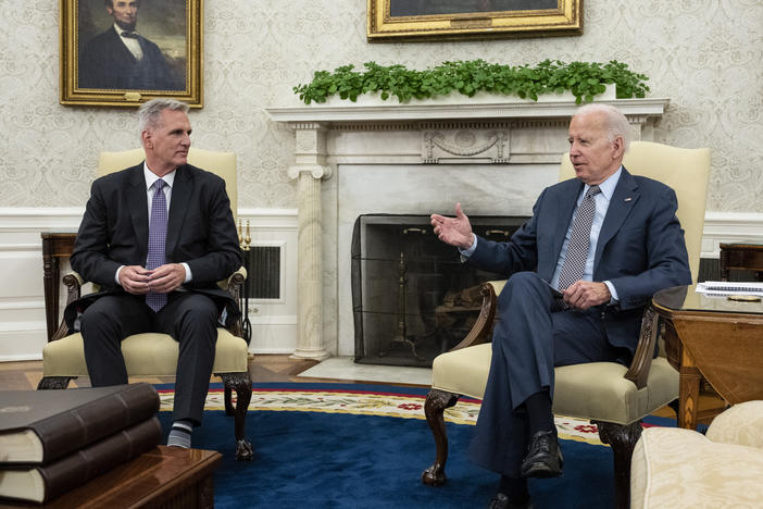 President Biden meets with House Speaker Kevin McCarthy, R-Calif., in the Oval Office of the White House on Monday. The U.S. can seem like the country that cried debt ceiling, but many say this year, the country might actually default. What happens to the economy and to regular people if it defaults?