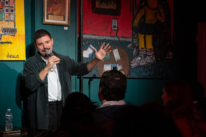 Angelo Colina is starting a Spanish comedy circuit. He's pictured above performing at Room 808 in Washington, D.C., on April 30.