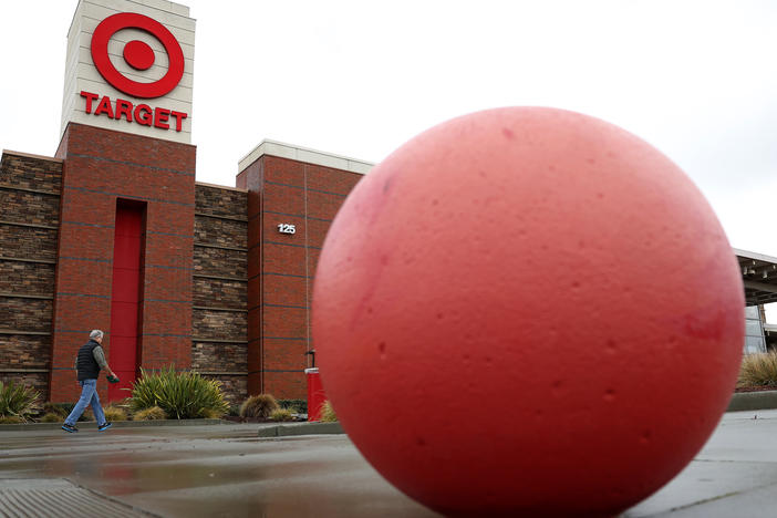A customer walks into a Target store on Feb. 28 in San Rafael, Calif.