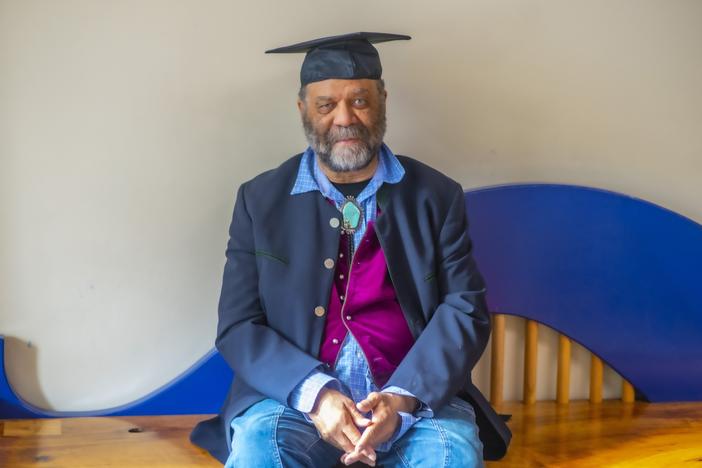 Otis Taylor at his belated graduation in May, 2023.