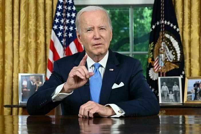 President Biden gives an address Friday on the bipartisan deal to avert a national default.