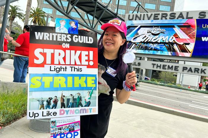 Teresa Huang is a member of the WGA and SAG-AFTRA. She organized a special K-pop day at the picket line outside Universal Studios this week.