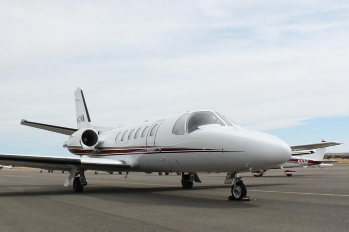 A 2005 Cessna Citation Bravo is pictured parked at the airport in Santa Fe, N.M.