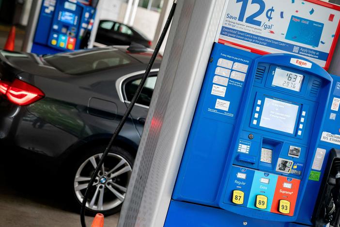 Prices are displayed on a gas pump outside of a gas station in Washington, D.C., on June 14, 2022.