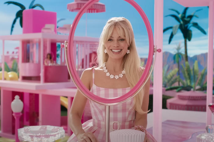 Margot Robbie stars in the live-action <em>Barbie</em> movie, whose production reportedly required jaw-dropping amounts of pink paint.