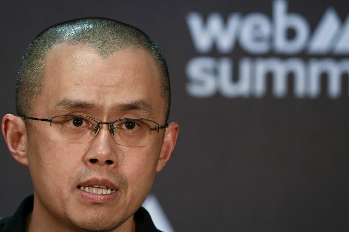 Binance Co-Founder and CEO Changpeng Zhao, widely known as CZ, speaks during a press conference at the Europe's largest tech conference, the Web Summit, in Lisbon on Nov. 2, 2022. The SEC sued Binance and CZ on Monday, saying the company misled customers among other charges.
