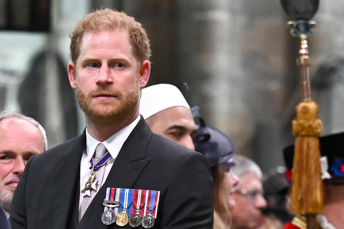 Prince Harry, Duke of Sussex, at the coronation of King Charles III and Queen Camilla in May. He is suing the publishers of <em>The Daily Mirror</em>, which he says behaved unlawfully to gain access to his private life for stories.