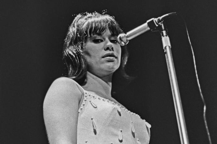 Brazilian samba and bossa nova singer Astrud Gilberto onstage in 1965.