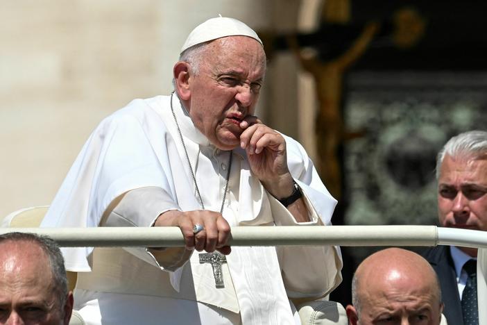 Pope Francis went to a hospital in Rome Wednesday for abdominal surgery. He's seen here in the popemobile, leaving his general audience at St. Peter's Square in The Vatican before heading to the hospital.