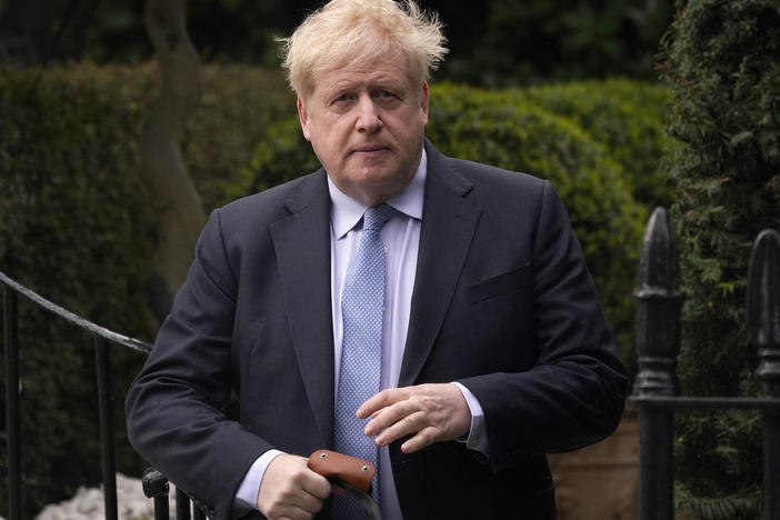 Boris Johnson leaves his home in London on March 22. The former prime minister shocked Britain on Friday by quitting as a lawmaker after being told he will be sanctioned for misleading Parliament.