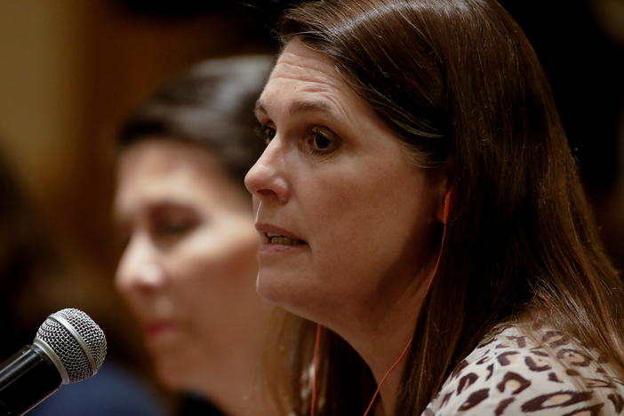 Arizona state Rep. Stephanie Stahl Hamilton, a Democrat and Presbyterian minister, speaks at a news conference in San Pedro Garza García, Mexico on May 27, 2022.