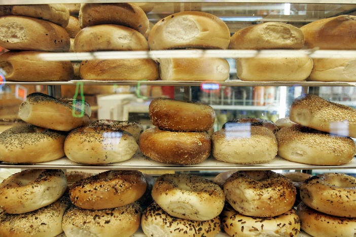 Bagels on display at Katz's Delicatessen in Manhattan.