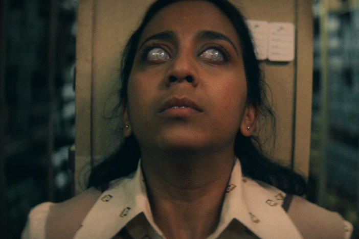 In episode "Demon 79" an employee at a department store (Anjana Vasan) is visited by an apprentice demon (Paapa Essiedu).