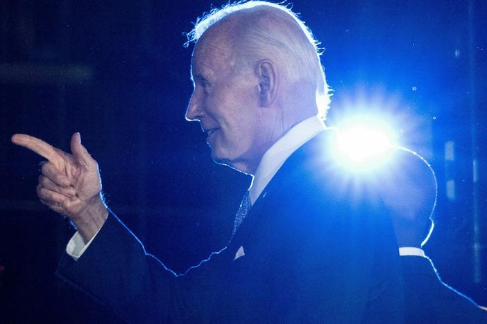 President Biden gestures after speaking at a Juneteenth concert on June 13.