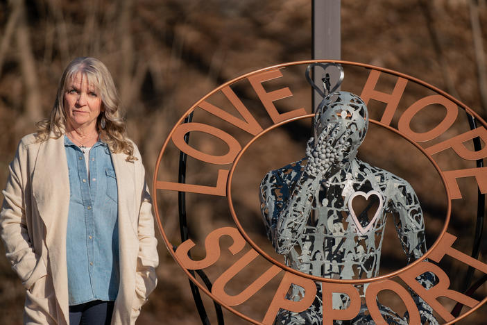 Public art in Altoona, Penn., one of many cities hit hard by the opioid epidemic. Marianne Sinisi organized the installation after her son died of an overdose. State and local governments have received about $3 billion so far out of $50 billion total in settlements from national lawsuits.