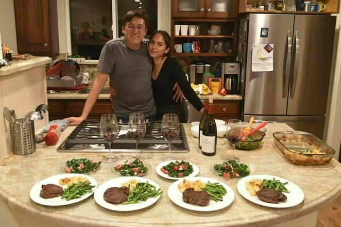 Jorge and Susel Mata in the kitchen on "Steak Day" circa 2019.