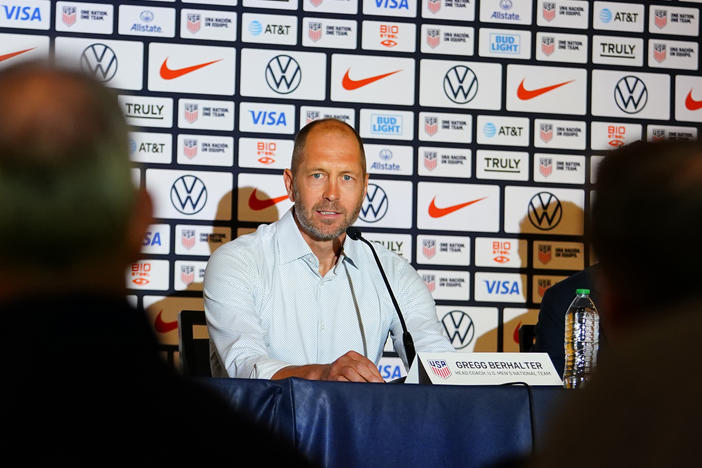 U.S. Men's National Soccer Team head coach Gregg Berhalter answers questions during a news conference Friday in Las Vegas.