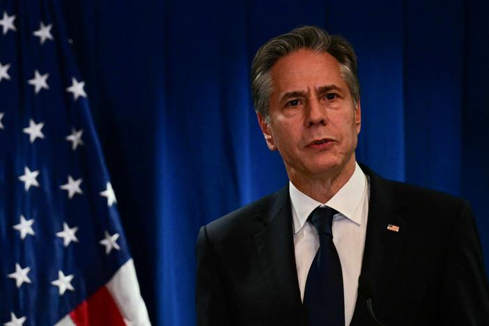 US Secretary of State Antony Blinken speaks during a press conference at the Beijing American Center of the US Embassy in Beijing on June 19.