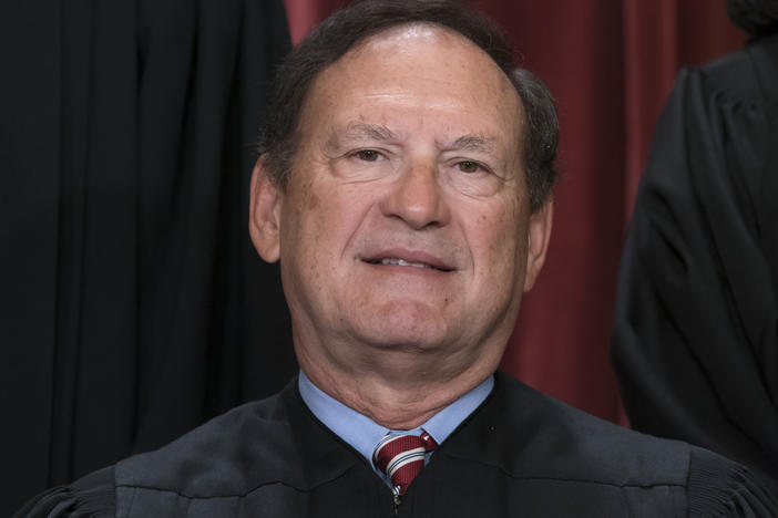 Supreme Court Justice Samuel Alito sits for a group portrait the Supreme Court building in Washington on Oct. 7, 2022.