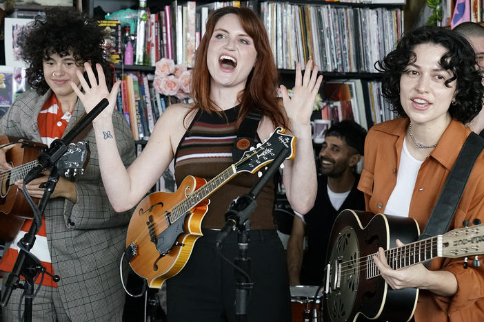 Muna performs a Tiny Desk concert May 11, 2023, at the NPR headquarters in Washington, D.C.