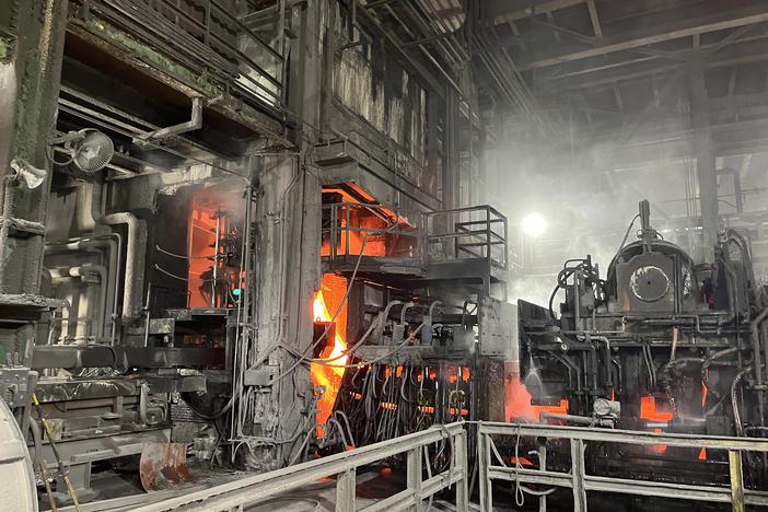 Nucor makes steel sheets and beams at its plant in Berkeley County, S.C.