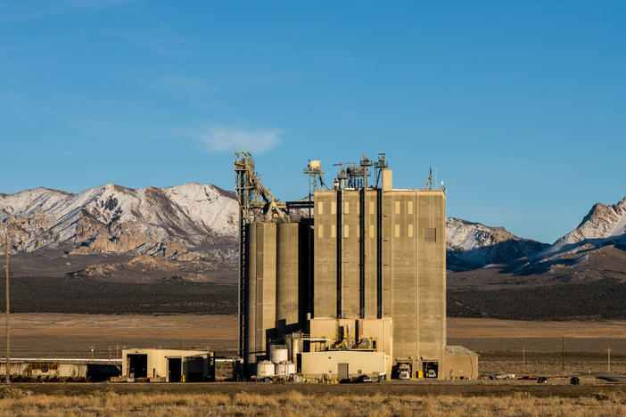 The Smithfield feed processing mill producing food for nearby hog-raising farms in Milford, Utah.