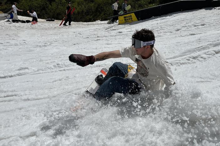 Good clean, cold fun. Joey McAtamney rides remnant snow in the Colorado Rockies over the weekend.