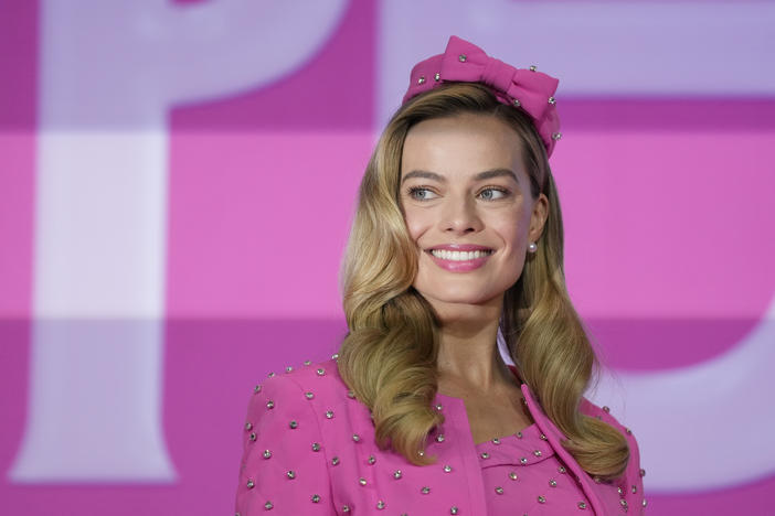 Margot Robbie poses for the media prior to a news conference of the movie <em>Barbie</em> in Seoul, South Korea, Monday. The film is to be released in the country on July 19.
