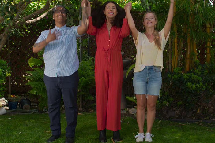 Intersex activists Sean Saifa Wall, left, River Gallo and Alicia Roth Weigel in the film <em>Every Body</em>.