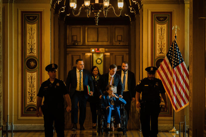 Sen. Dianne Feinstein, D-Calif., departs from the U.S. Capitol following a vote, on May 11, as she returned to Washington, D.C., after having being absent from the Senate for months due to illness.