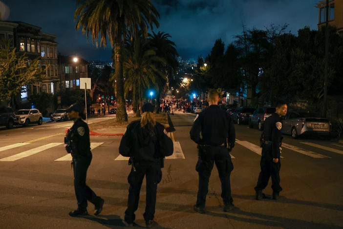 In this photo from 2022, hundreds of young people gather for the 'hill bomb' on Dolores Street and 20th Street in San Francisco.
