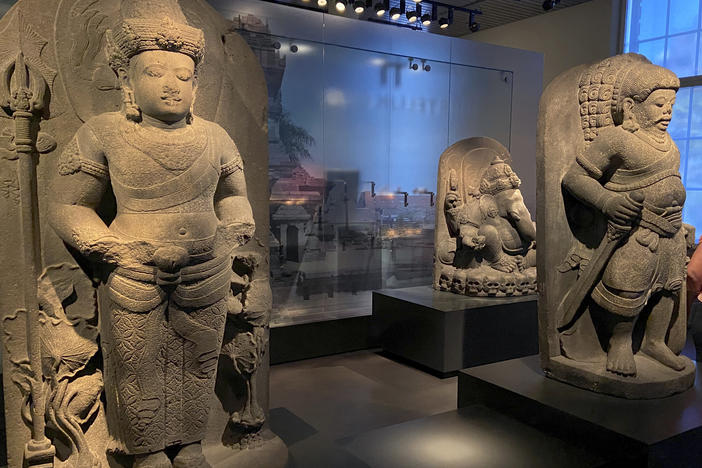 Cultural artifacts are handed back to Indonesia during a ceremony in Leiden, Netherlands, Monday, July 10, 2023. The Netherlands and Indonesia on Monday have hailed the return of hundreds of cultural artifacts taken, sometimes by force, during colonial times as a major step forward in restitution efforts worldwide.