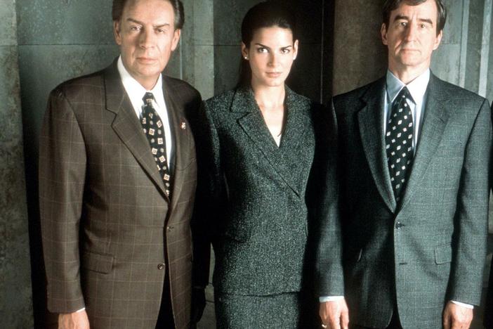 Law & Order castmembers Jerry Orbach, Angie Harmon, Sam Waterston and Jesse L. Martin in 1999.