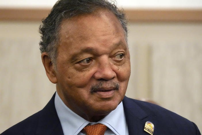 The Rev. Jesse Jackson speaks on March 27, 2022, in Columbia, S.C. He plans to step down from leading the Chicago civil rights organization Rainbow PUSH Coalition he founded in 1971.