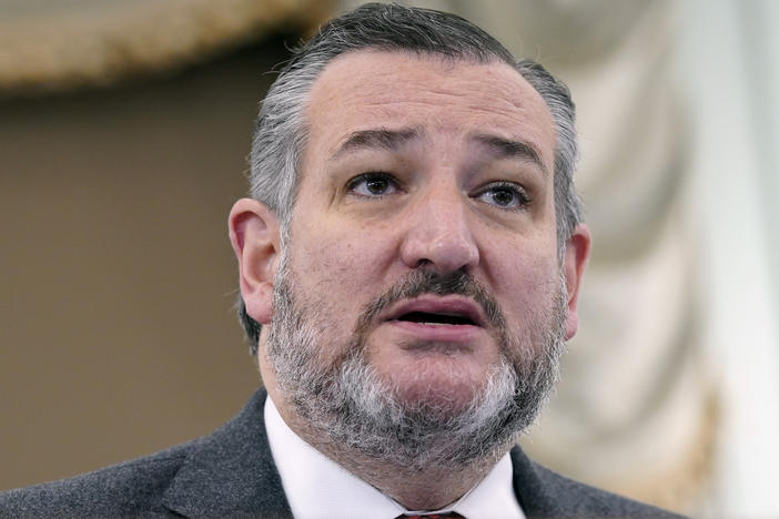 Sen. Ted Cruz, R-Texas, asks a question during a Senate Commerce Committee hearing on Capitol Hill on Feb. 9.