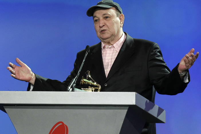 Brazilian composer and pianist João Donato accepts the best Latin jazz album award at the 11th Annual Latin Grammy Awards, on Nov. 11, 2010, in Las Vegas.
