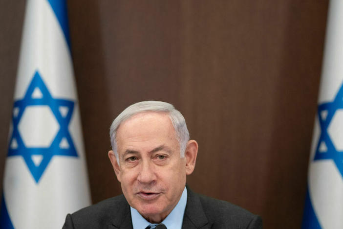 Israel's Prime Minister Benjamin Netanyahu is pictured at his office in Jerusalem on Monday. Netanyahu spoke with President Biden, who invited him for a meeting later this year.