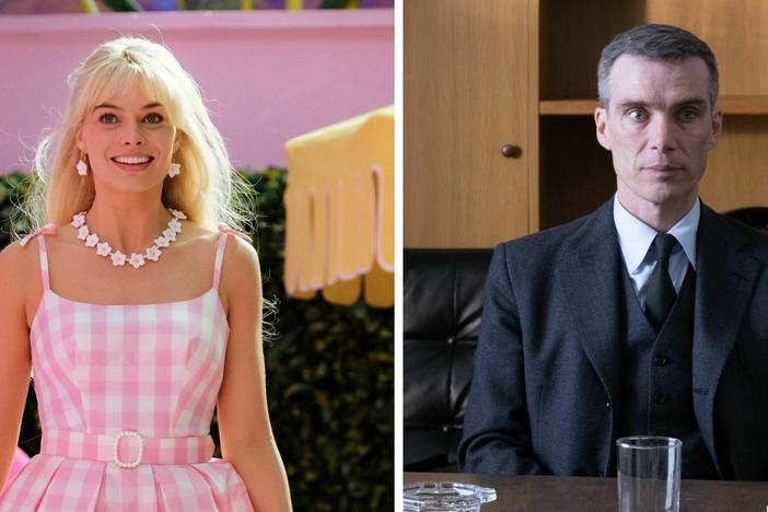 It's not every day that an exuberant comedy about a Mattel doll goes head-to-head with a brooding drama about the father of the atomic bomb, but both <em>Barbie</em> and<em> Oppenheimer</em> deliver. Above, Margot Robbie as Barbie and Cillian Murphy as J. Robert Oppenheimer.